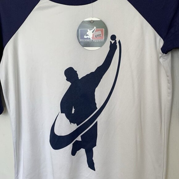 Pitchman Apparel Boy Teen Small Tshirt 3/4 Sleeve Baseball Training NWT - Picture 1 of 7